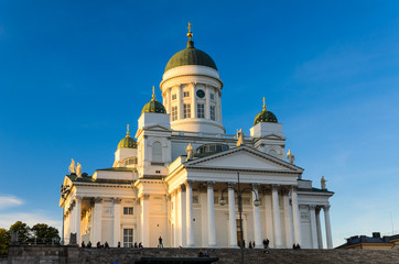 The Helsinki Lutheran Cathedral in evening light, Finland