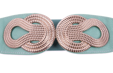 Fashionable colorful belt on white background