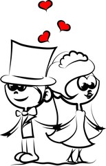 Свадебная фотография, жених и невеста в любви, вектор