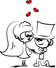 Свадебный невесты и жениха мультфильмов