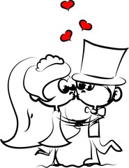 Свадебный невесты и жениха мультфильмов