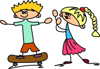 Симпатичные счастливых детей мультфильм