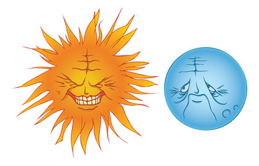 Cartoon Sun and Moon