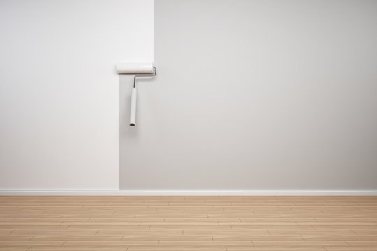 Wand wird weiss gestrichen