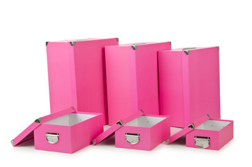 Pink giftboxes isolated on white