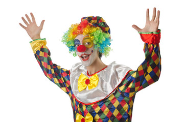 Funny clown on the white