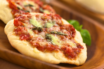 Crispy homemade Pizza Margherita or Pizza Mozzarella