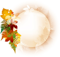 autumn leaf on circle frame - 45142050