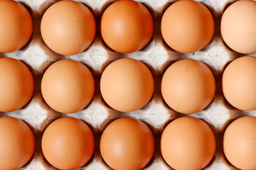 Eggs on tray in supermarket.