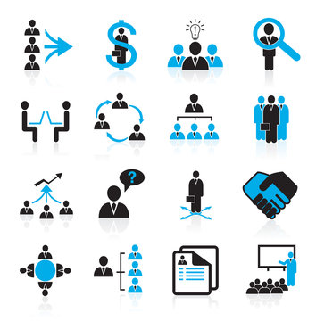 Set of 16 management and human resources icons