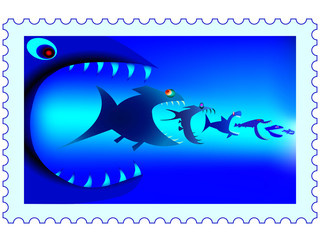 Fish predators stamp