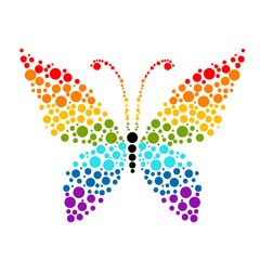Dots in shape of butterfly, rainbow colors for your design