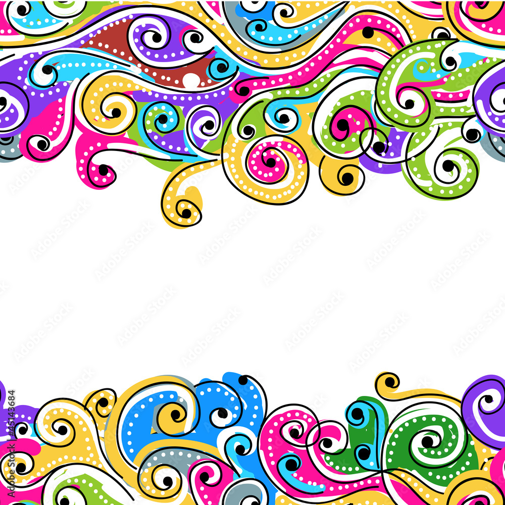 Poster Seamless wave hand drawn pattern for your design