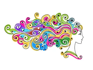  Abstract kleurrijk kapsel, vrouwelijk hoofd voor uw ontwerp © Kudryashka