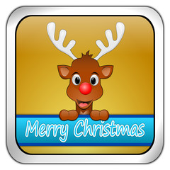 Reindeer Rudolph wishing Merry Christmas Button