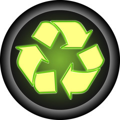 Obraz premium Glowing green recycle button