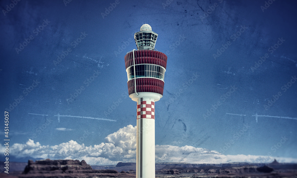 Wall mural airport tower