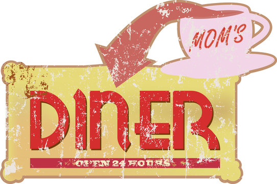 Vintage diner sign, vector illustration, scalable to any size