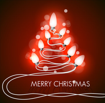 Vector background with christmas tree and lights