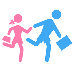 Schulkinder Icons Mädchen und Junge