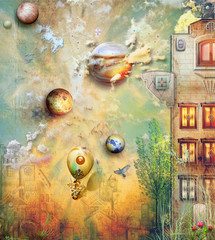 old sky with fire balloon © Rosario Rizzo