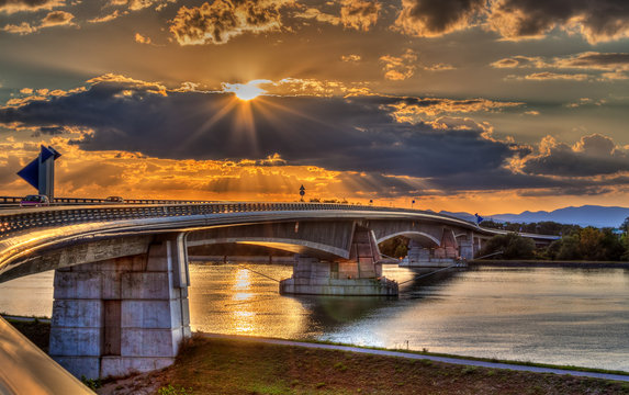 Pierre Pflimlin Motorway Bridge Over The Rhine