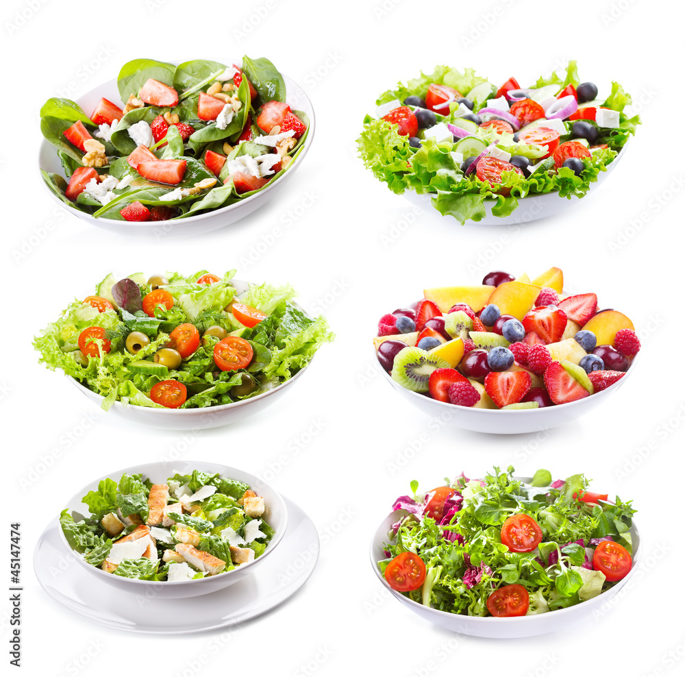 Poster set with different salads