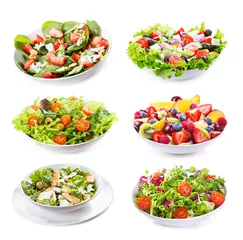 Abwaschbare Fototapete Fertige gerichte Set mit verschiedenen Salaten