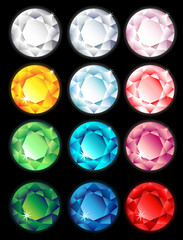Round Colorful Diamond Stone on black background