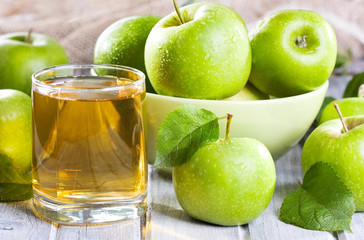 fresh apples with juice