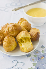 Choux buns wit custard