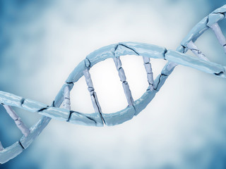 Digital illustration of a Broken DNA on blue background