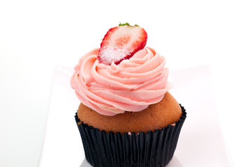 Strawberry cupcake close up