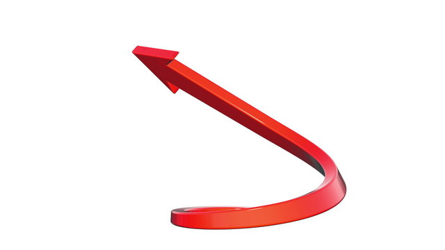 Red arrow up  isolated on white background