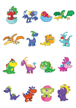 megaset of 16 cute and colorful baby dino's