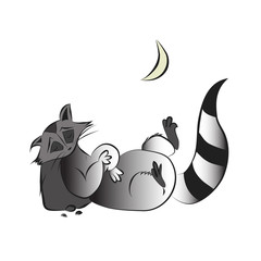 Illustration of cute funny sleeping cartoon raccoon