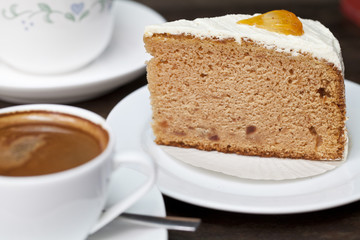 Espresso coffee with cake