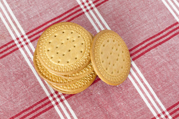 Biscuits on a tablecloth