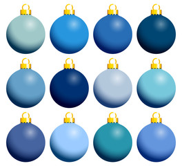 Fototapeta premium 12 Christmas Balls Uni Blue Mix Gold
