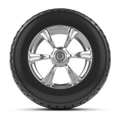 Fototapeta premium 3d Front view of car wheel and tyre