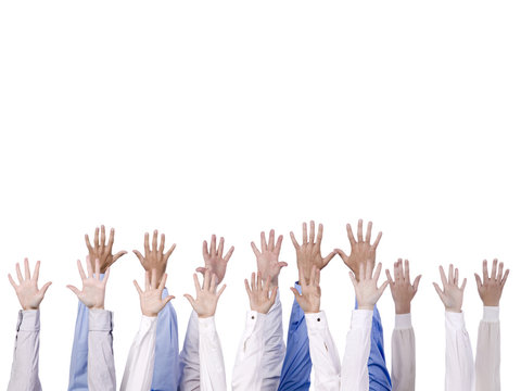 group of hand reaching to the top