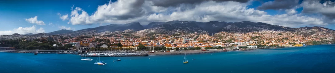 Wandaufkleber Funchal capital city of Madeira view from the sea © MF