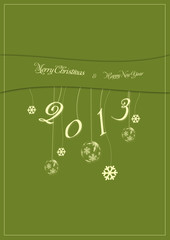 Happy New Year greeting card green 2013