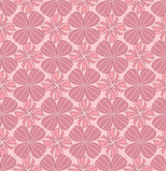 Fototapeta premium Floral seamless pattern on pink red background