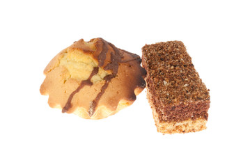 Delicious cakes on a white background