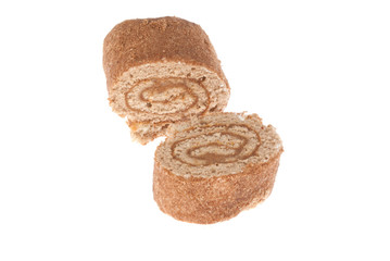 Delicious cake on a white background