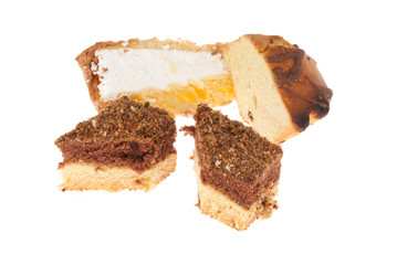Delicious cakes on a white background