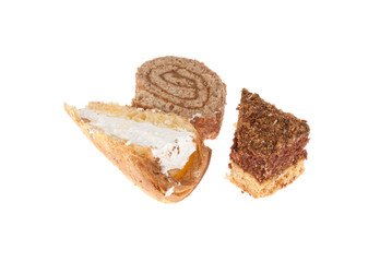 Delicious cakes on a white background