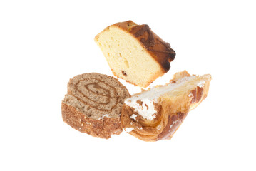 Delicious cakes on a white background