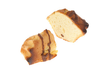 Delicious cake on a white background